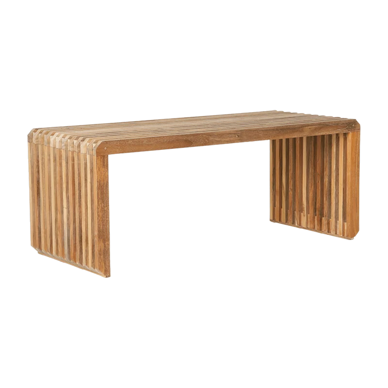 Banc à lattes en bois de teck 96 cm - HKliving