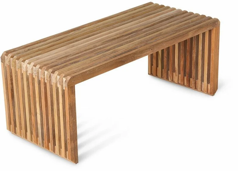 Banc à lattes en bois de teck 96 cm - HKliving