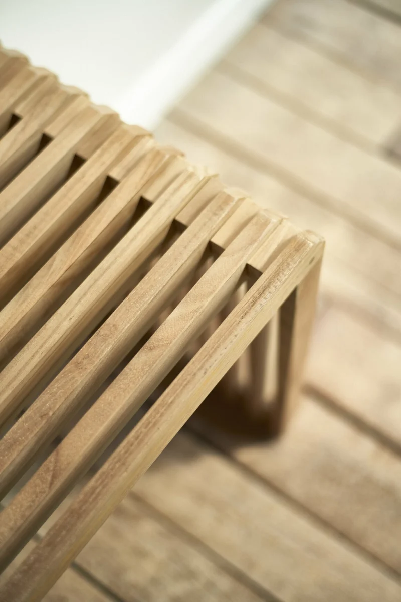 Banc à lattes en bois de teck 96 cm - HKliving