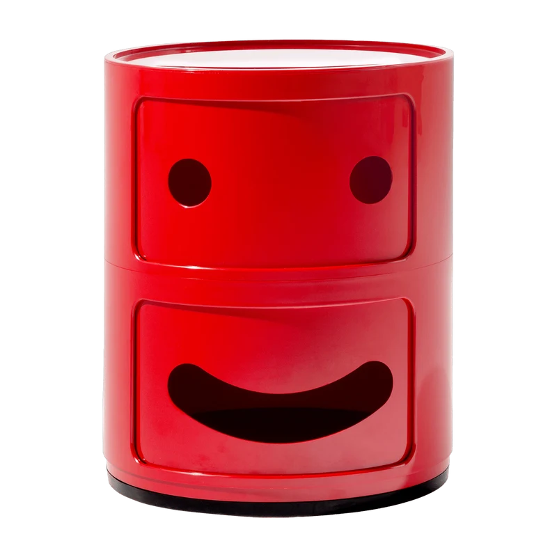 Table de chevet 2 tiroirs rouge Componibili Smile - Kartell
