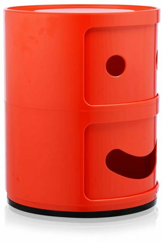 Table de chevet 2 tiroirs rouge Componibili Smile - Kartell