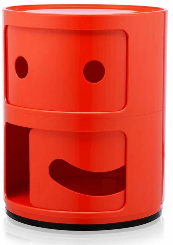 Table de chevet 2 tiroirs rouge Componibili Smile - Kartell