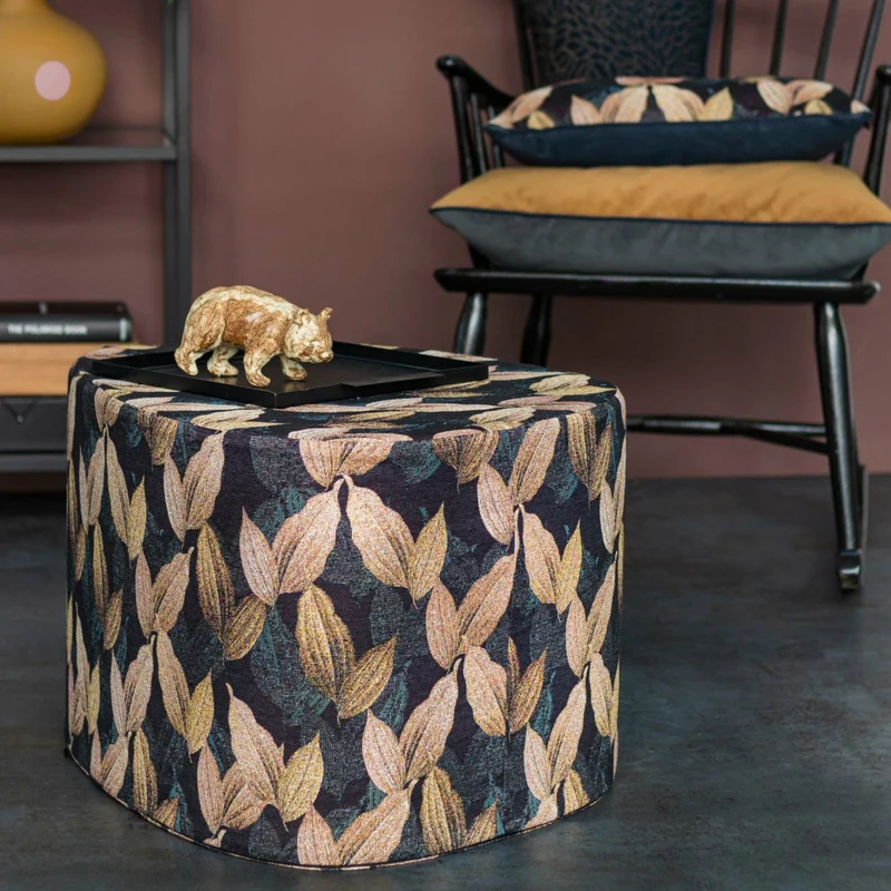 Pouf motif feuilles dorées Salon - Mette Ditmer