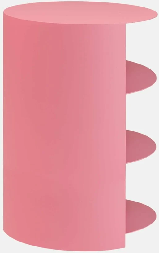 Table d'appoint à roulettes en acier rose 70 cm Hide Pedestal - Hem