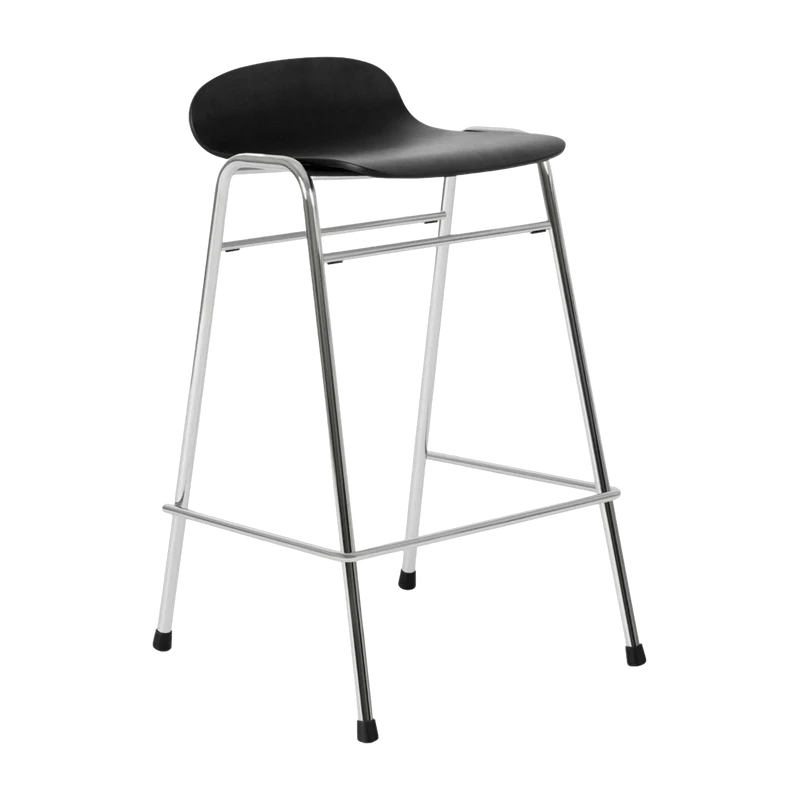 Tabouret de bar 65 cm en bois noir et cadre argenté Touchwood - Hem