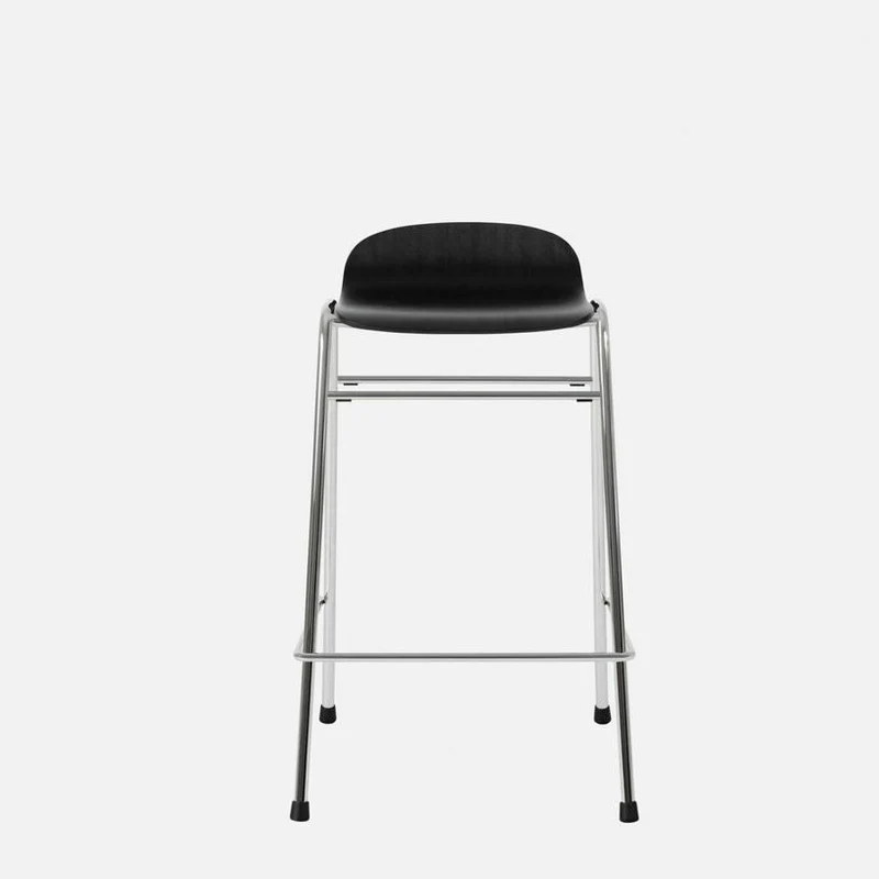 Tabouret de bar 65 cm en bois noir et cadre argenté Touchwood - Hem