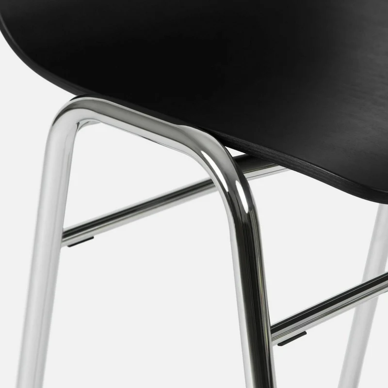 Tabouret de bar 65 cm en bois noir et cadre argenté Touchwood - Hem