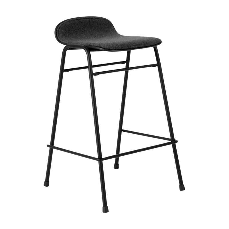 Tabouret de bar 65 cm en tissu noir et cadre noir Touchwood - Hem