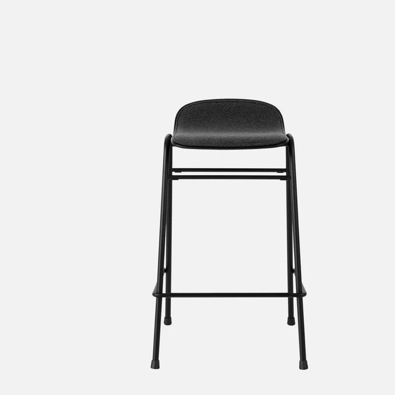 Tabouret de bar 65 cm en tissu noir et cadre noir Touchwood - Hem