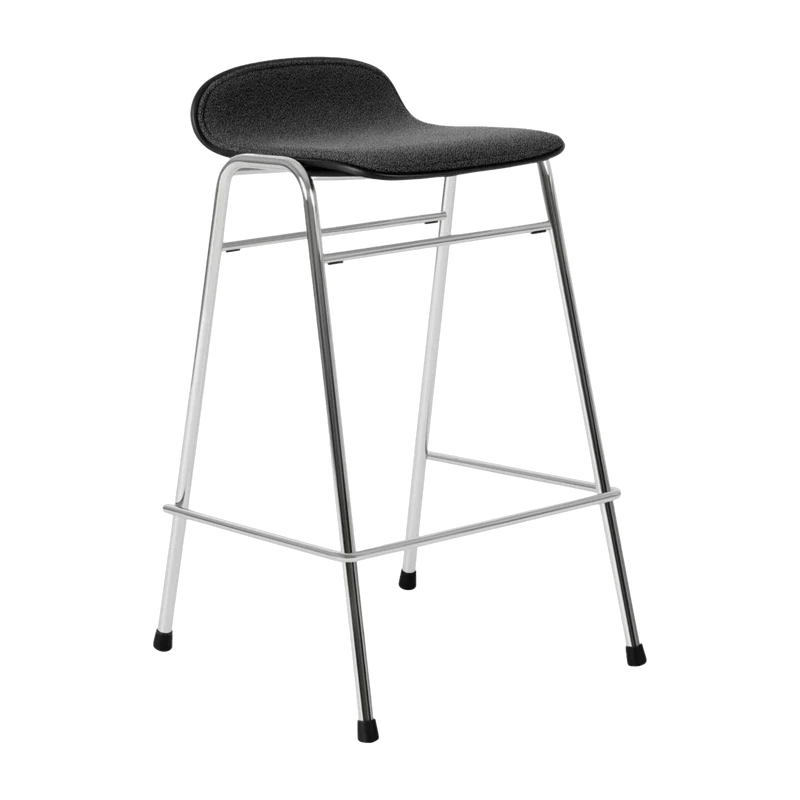 Tabouret de bar 65 cm en tissu noir et cadre argenté Touchwood - Hem