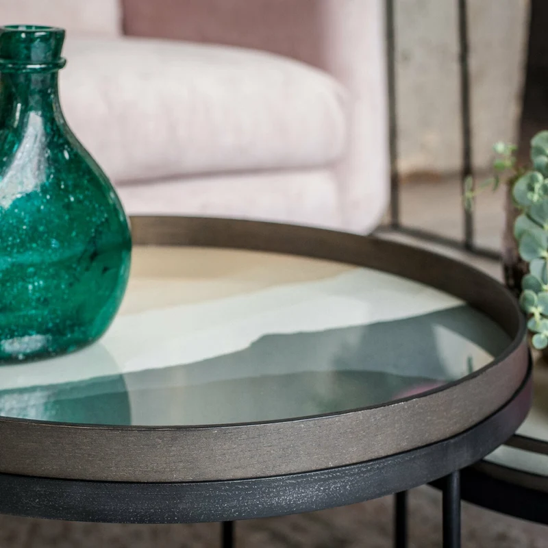 Plateau rond en verre Slate Wabi Sabi L - Ethnicraft Accessories