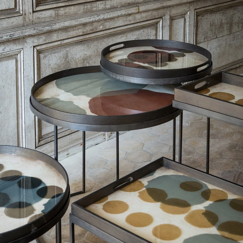 Plateau rond en verre Overlapping Dots L - Ethnicraft Accessories