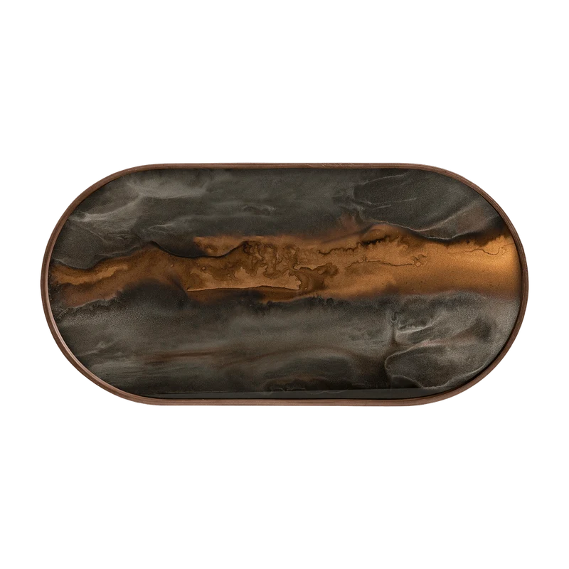 Plateau ovale en verre Bronze Organic M - Ethnicraft Accessories