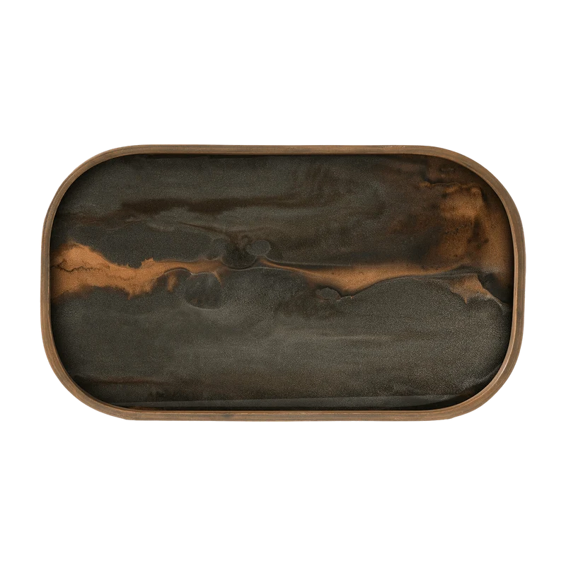 Plateau de service ovale en verre Bronze Organic 24x42 cm - Ethnicraft Accessories