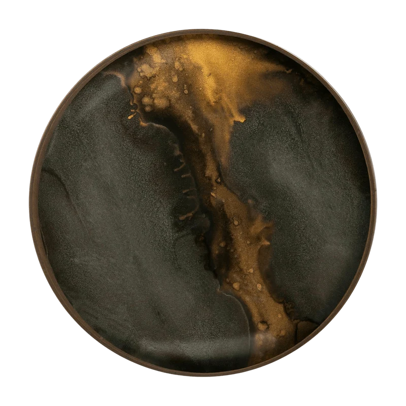 Plateau de service rond en verre 30 cm Bronze Organic - Ethnicraft Accessories