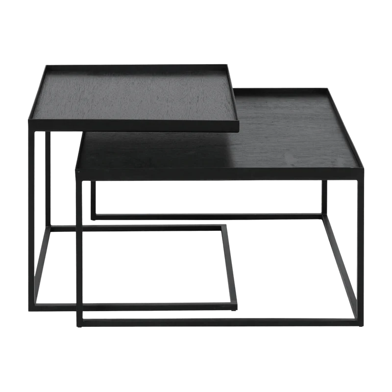 2 Tables basses en métal carrées à plateaux S et L - Ethnicraft Accessories