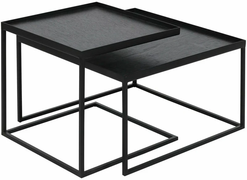 2 Tables basses en métal carrées à plateaux S et L - Ethnicraft Accessories