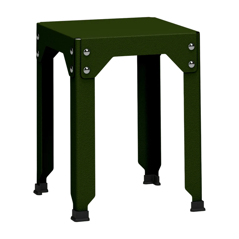 Tabouret en acier galvanisé kaki 45 cm Hegoa - Matière Grise