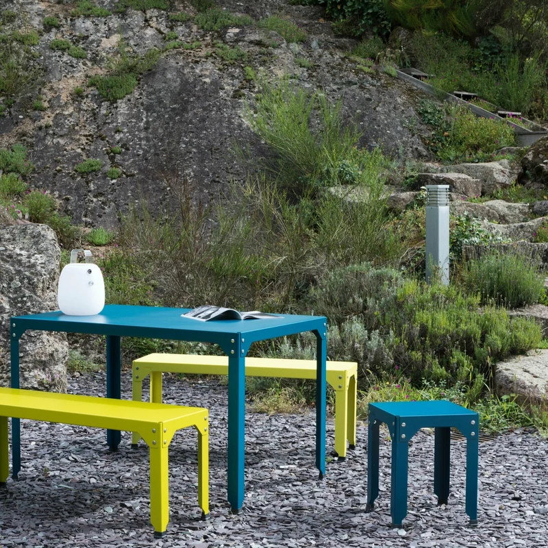 Tabouret en acier galvanisé kaki 45 cm Hegoa - Matière Grise