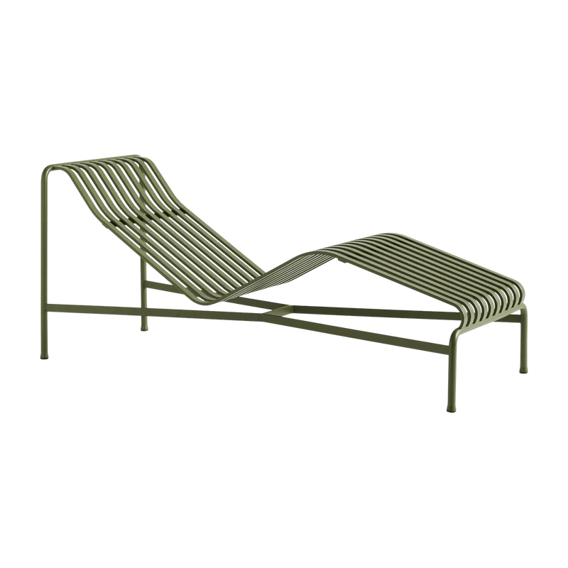 Chaise longue en métal olive Palissade - HAY