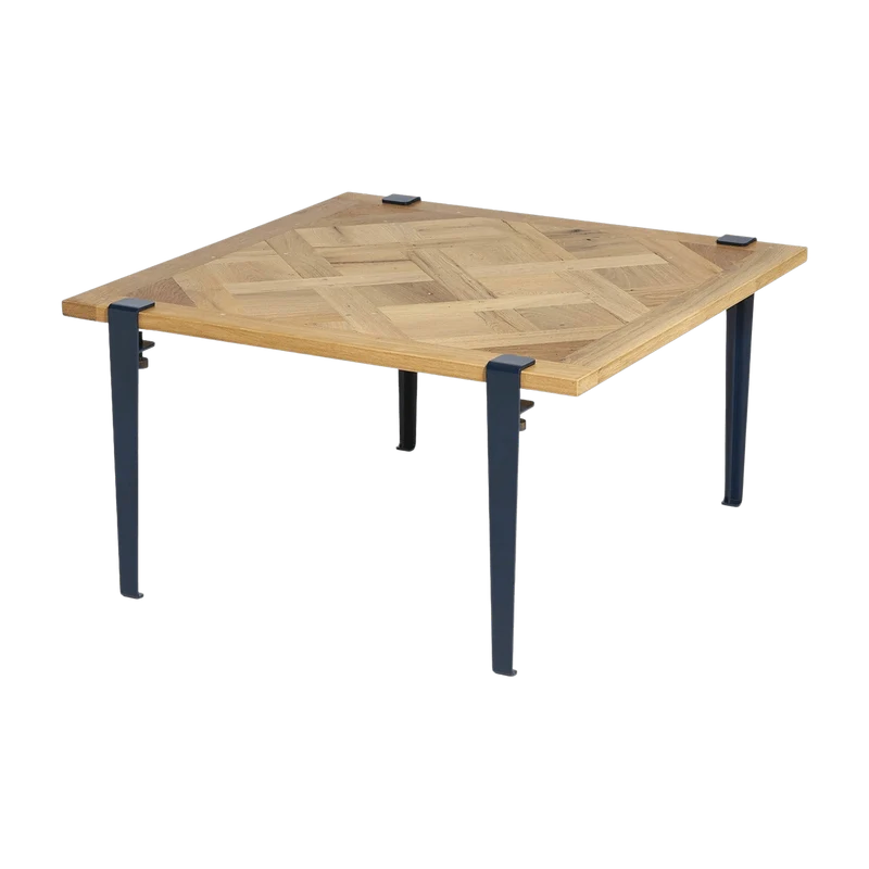 Table basse carrée en chêne clair et pieds noirs 80x80cm Versailles - TIPTOE
