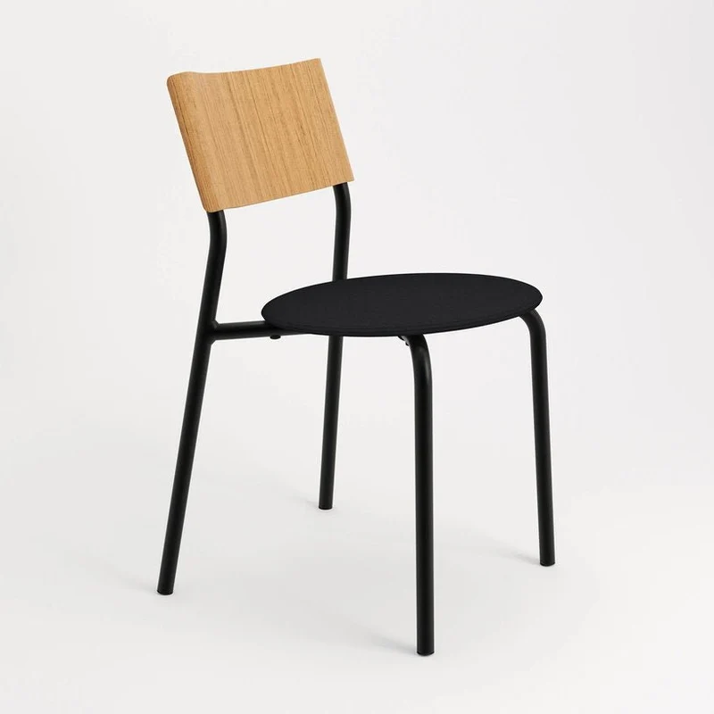 Chaise en bois chêne et en tissu recyclé noir graphite SSD Soft - TipToe