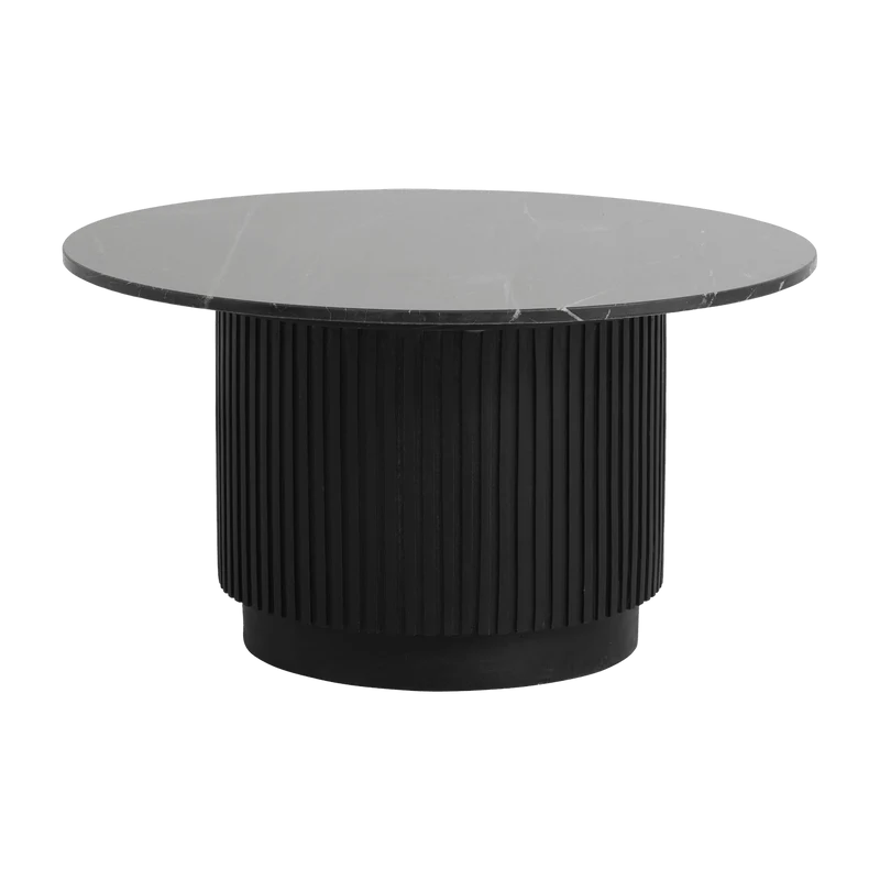 Table basse ronde en bois de manguier et marbre noir 75x40cm Erie - Nordal