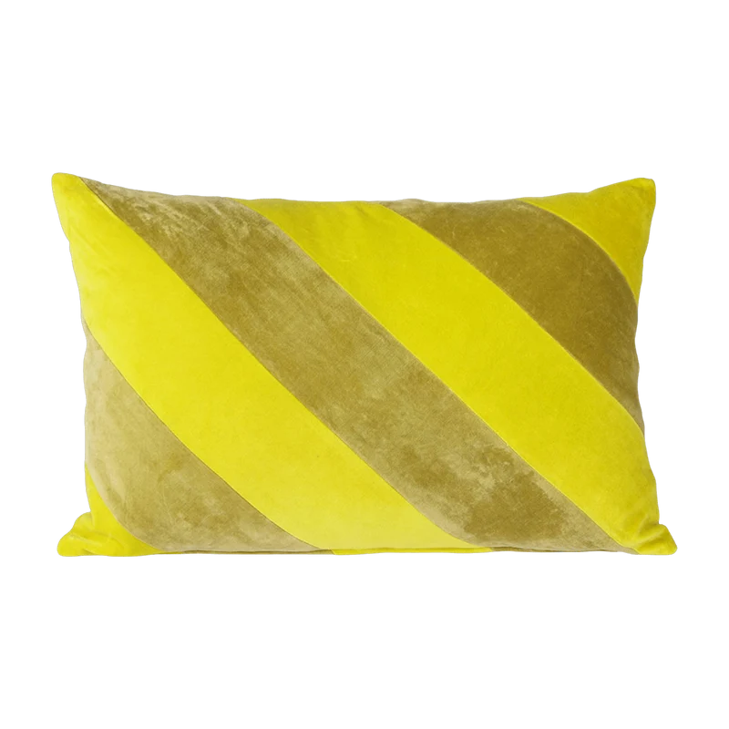 Coussin en velours rayé jaune et vert 40 x 60 cm - Hkliving