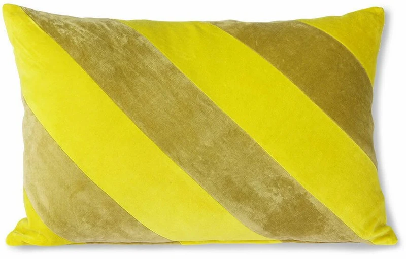 Coussin en velours rayé jaune et vert 40 x 60 cm - Hkliving