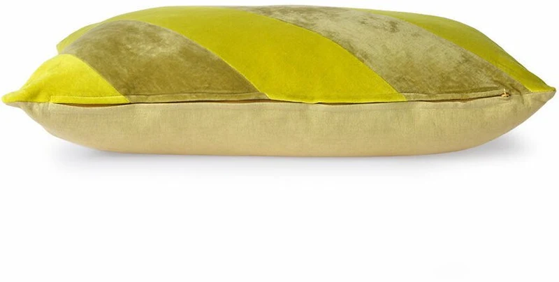 Coussin en velours rayé jaune et vert 40 x 60 cm - Hkliving