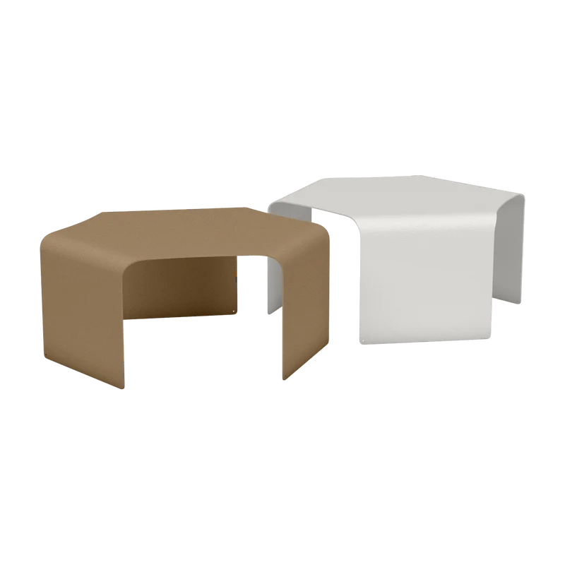 2 Tables basses en acier blanc et sable Ponant - Matière Grise
