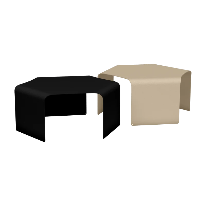 2 Tables basses en acier noir et crème Ponant - Matière Grise