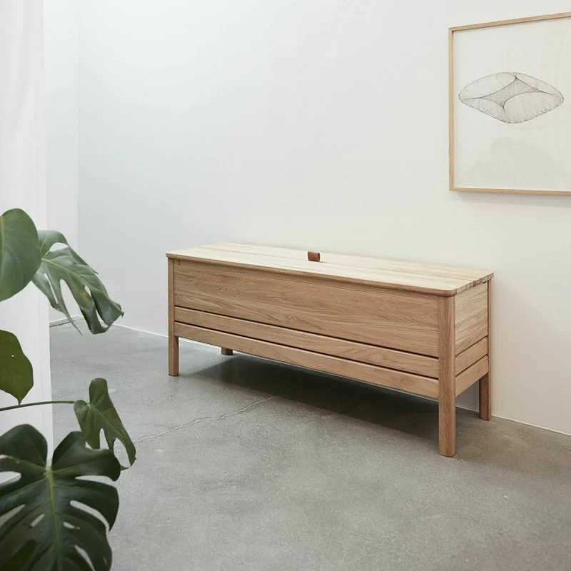 Banc avec rangement en chêne huilé blanc 111 cm A Line - Form & Refine