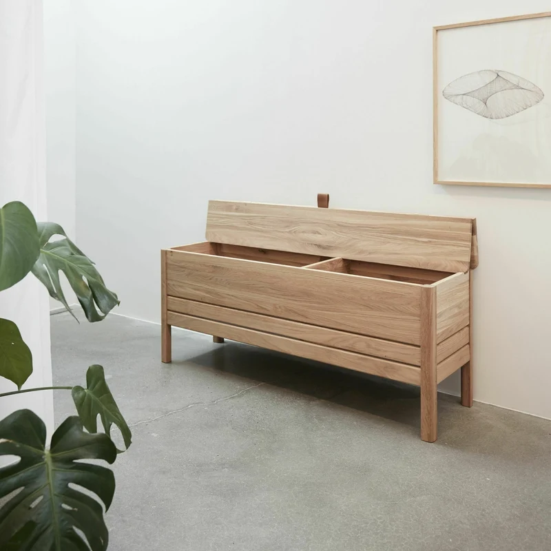 Banc avec rangement en chêne huilé blanc 111 cm A Line - Form & Refine