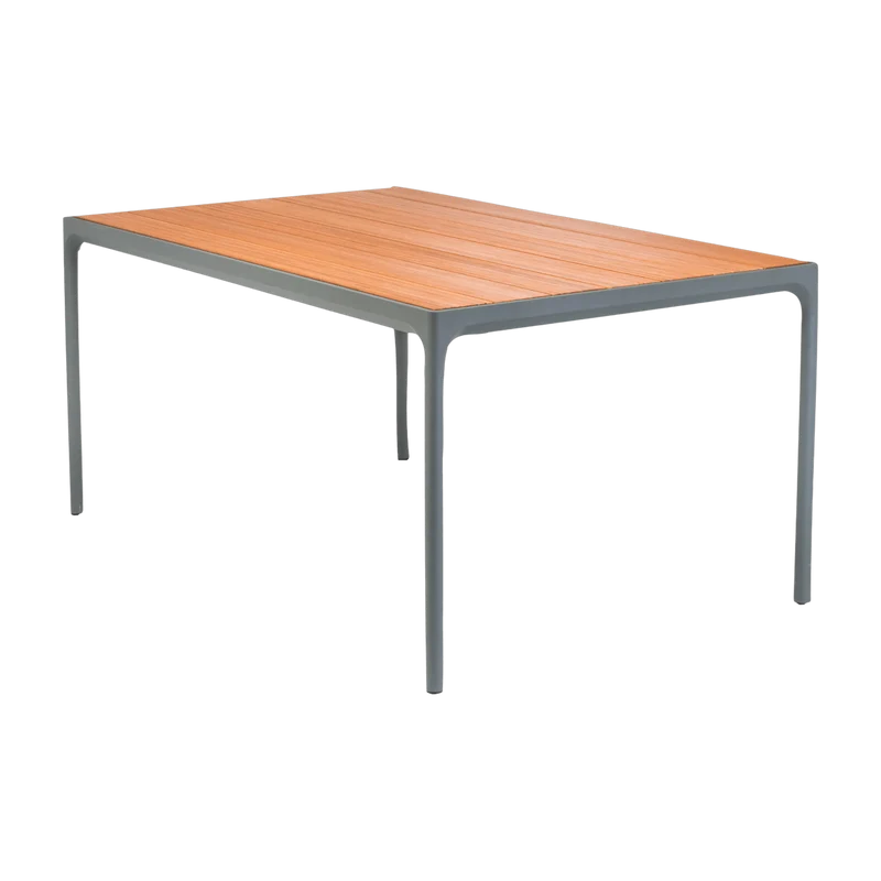Table rectangulaire 160x90 cm en bambou et cadre gris FOUR - Houe