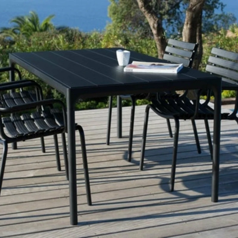 Table rectangulaire 160x90 cm en métal noir FOUR - Houe