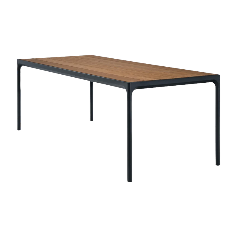 Table rectangulaire 210x90 cm en bambou et cadre noir FOUR - Houe