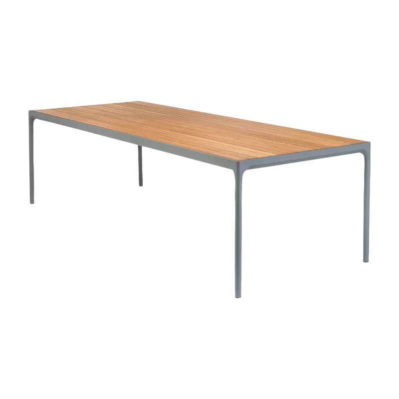 Table rectangulaire 210x90 cm en bambou et cadre gris FOUR - Houe