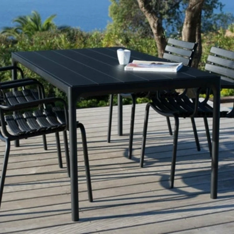 Table rectangulaire 210x90 cm en métal noir FOUR - Houe