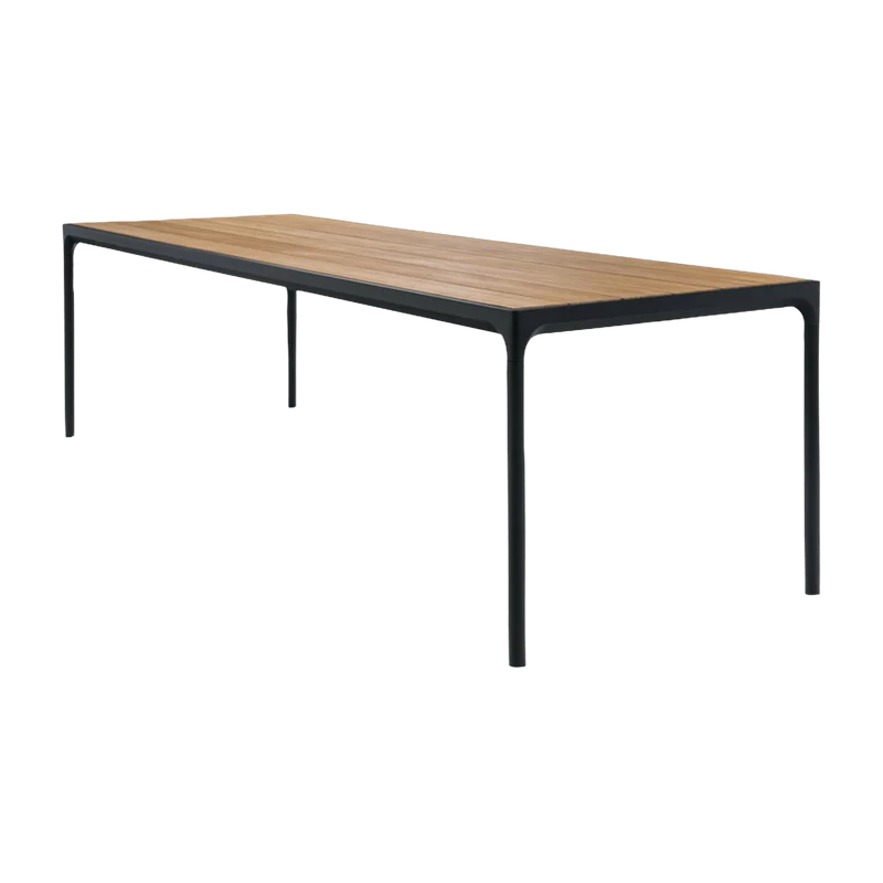 Table rectangulaire 270x90 cm en bambou et cadre noir FOUR - Houe