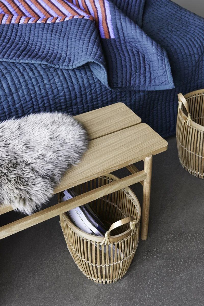 Banc 85 x 38 x 45 cm en bois de chêne naturel - Hübsch