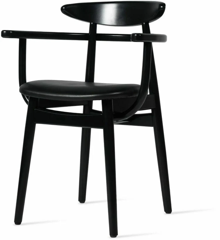 Chaise avec accoudoirs en hêtre et vinyle noir Teo - Vincent Sheppard
