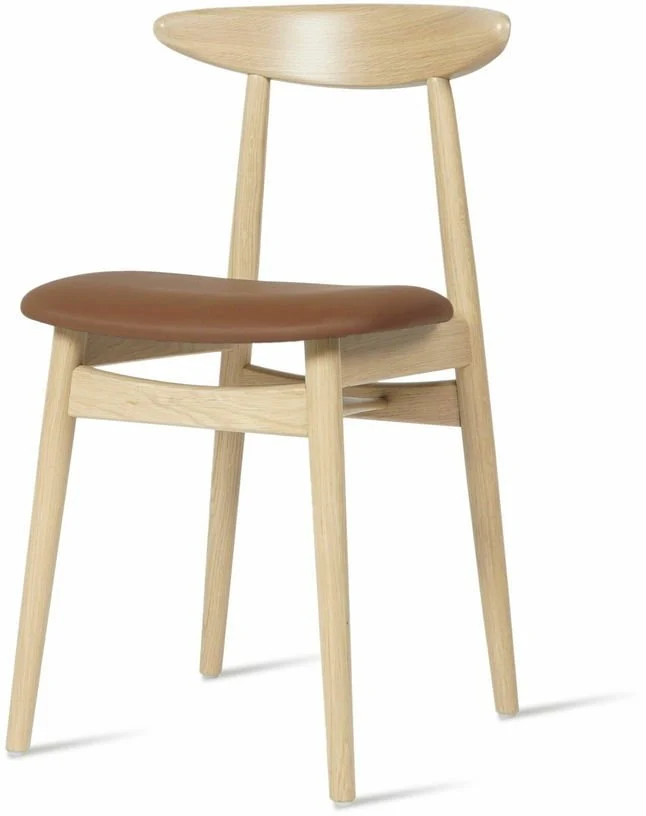 Chaise design en chêne et vinyle camel Teo - Vincent Sheppard