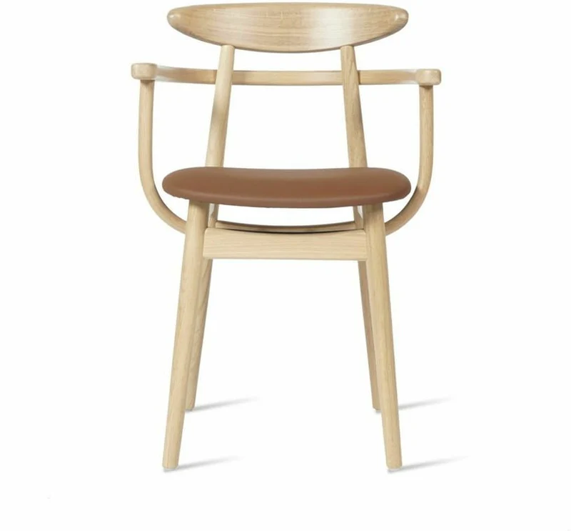 Chaise avec accoudoirs en chêne et vinyle camel Teo - Vincent Sheppard