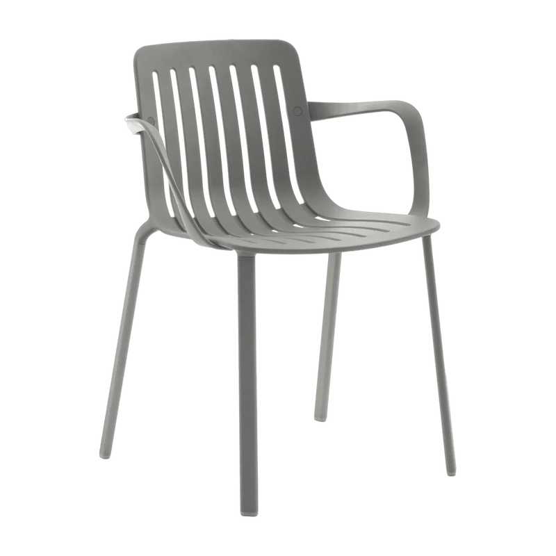 Chaise avec accoudoirs en aluminium gris Plato - Magis