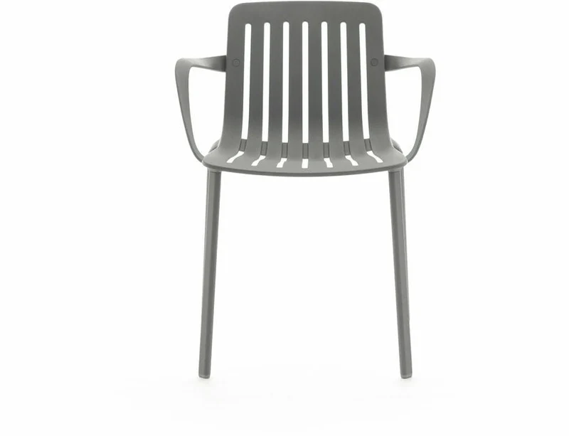 Chaise avec accoudoirs en aluminium gris Plato - Magis