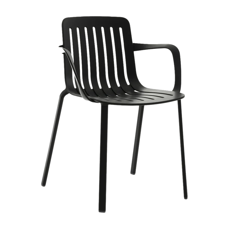 Chaise avec accoudoirs en aluminium noir Plato - Magis