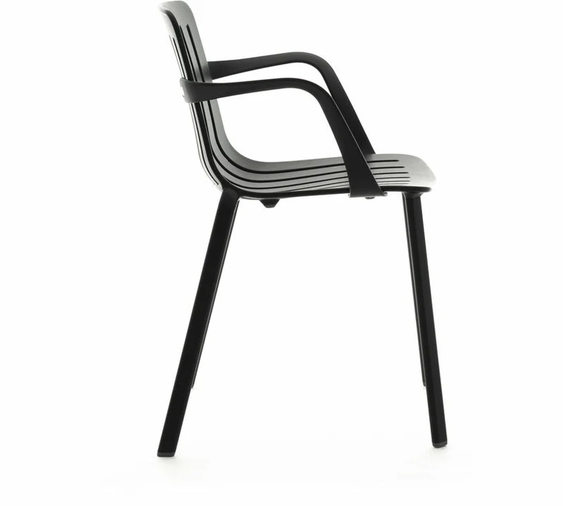 Chaise avec accoudoirs en aluminium noir Plato - Magis