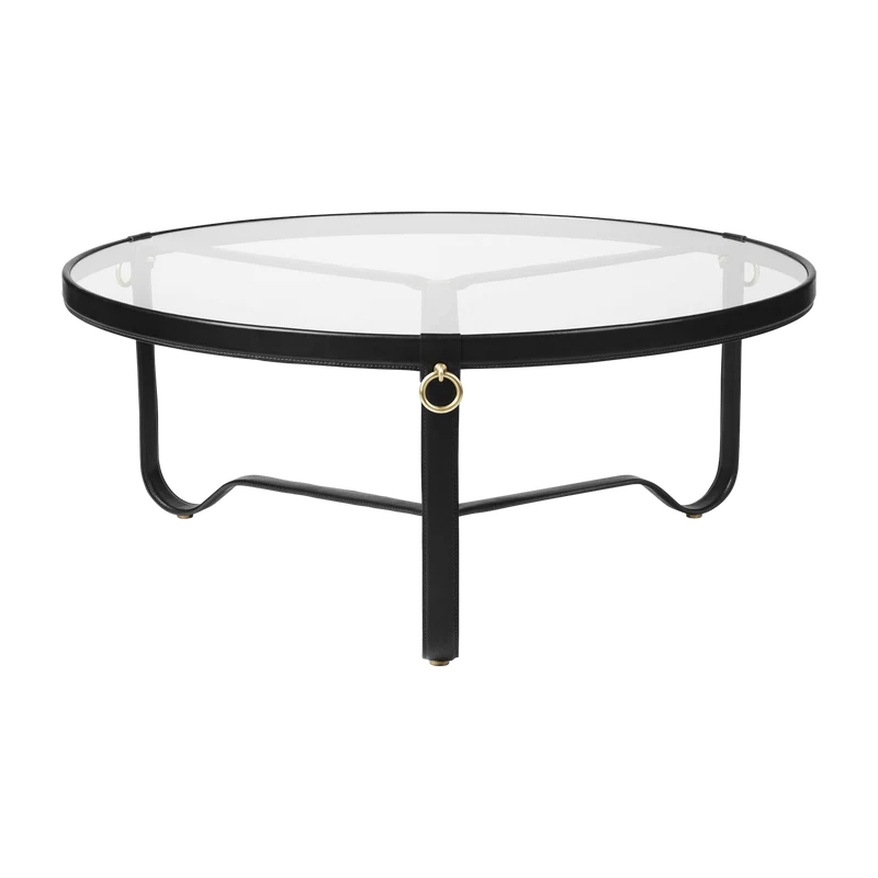 Table basse circulaire cuir noir 100 cm Adnet - Gubi