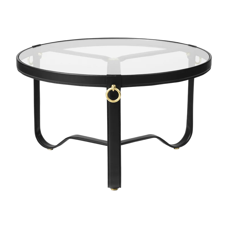 Table basse circulaire cuir noir 70 cm Adnet - Gubi